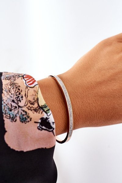 Oceľový náramok s ružovým zlatom zirkónov