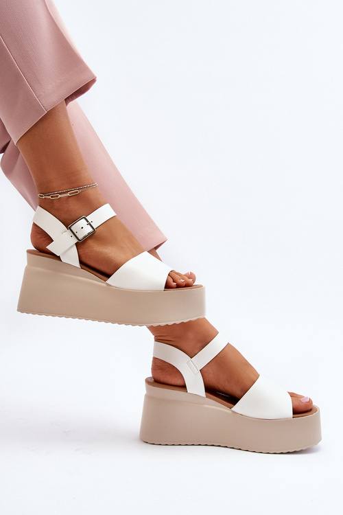 Dámské sandály na klíně bílé Geferia