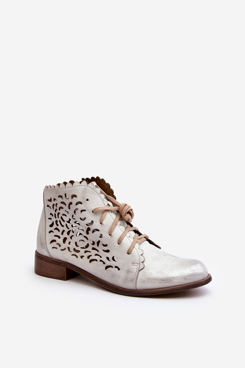 Zazoo 2871 Dámske Čižmy Na Šnurovanie Strieborné
