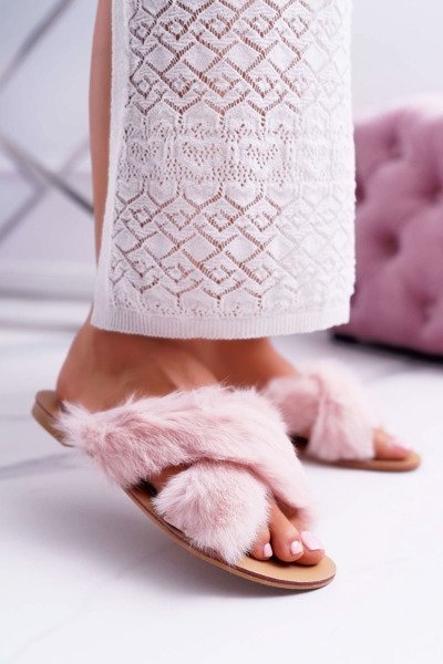 Dámské Nazouváky S Kožešinou Lu Boo Růžové