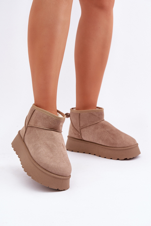 Snehové Topánky Na Platforme Z Eko Semišu Tmavo Béžové Vlivana