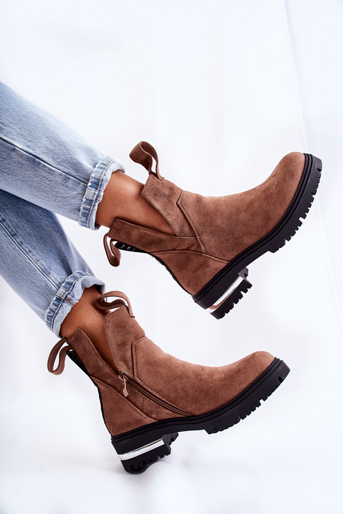 Semišové topánky s hnedými výrezmi Elvera