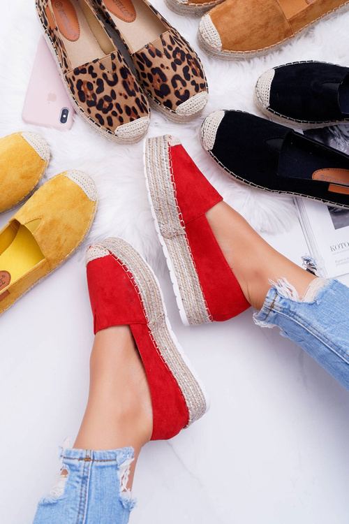 Červený sklz -in semišový espadrilles mariako