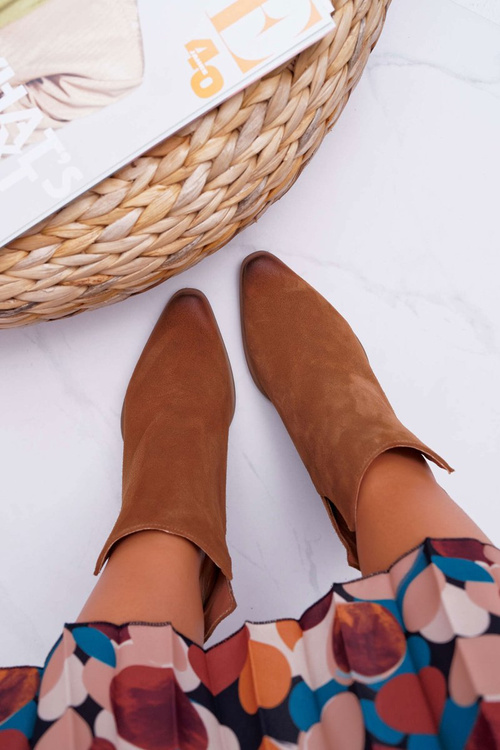 Dámské Kotníkové Boty Na Podpatku semišové Hnědé Nicole 2430