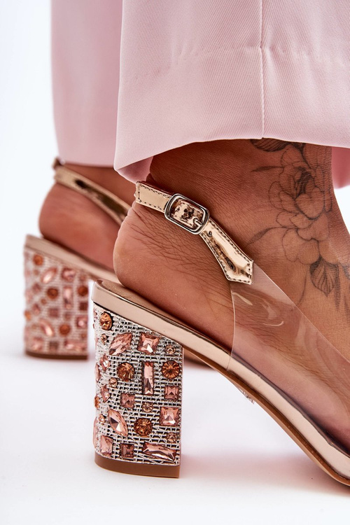 Zdobené štýlové priehľadné sandále Pink Gold S. Barski MR1037-18