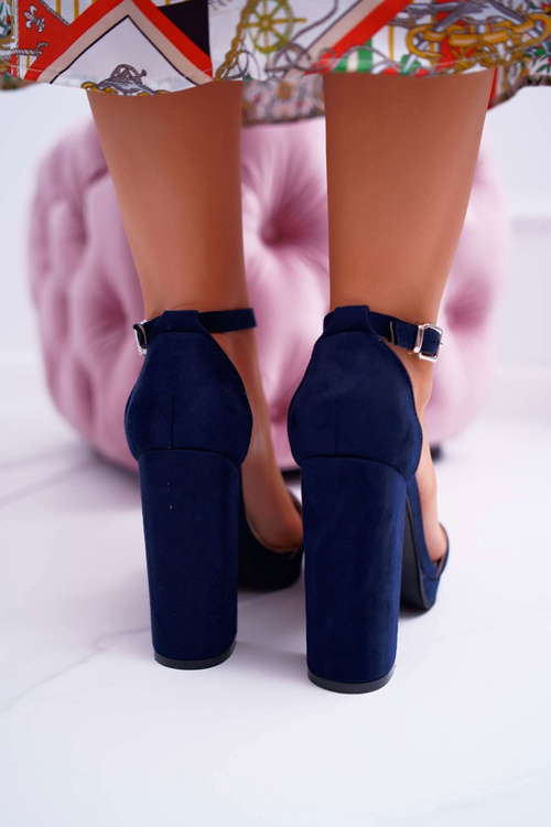 Dámské tmave modre semišové sandále na plošině Debora