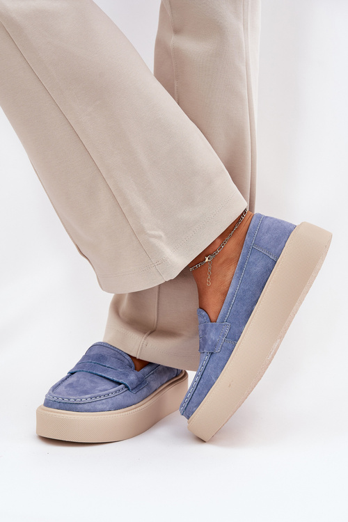 Dámské Mokasíny Zamszové Na Platformě Vinceza 79535 Modré