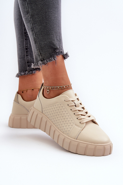 Dámske kožené tenisky na platforme béžové Eselmarie