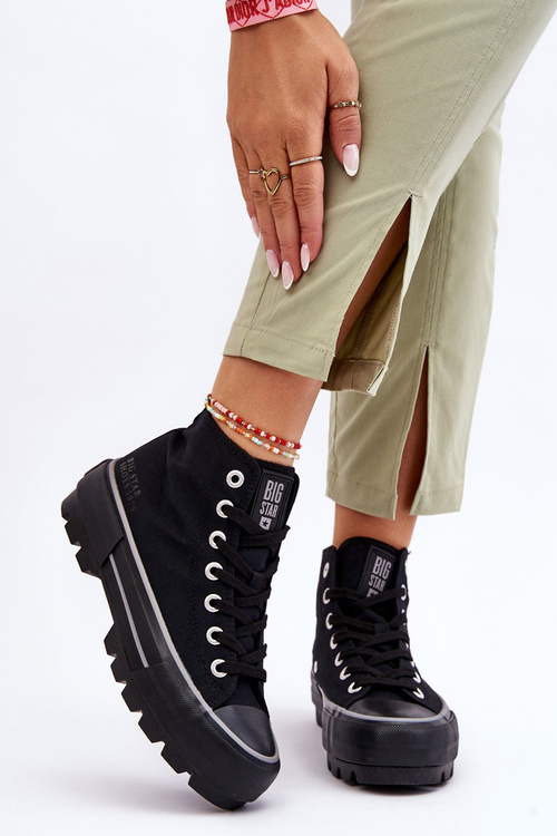 Vysoký Látkové tenisky na platformě Big Star LL274155 Černe