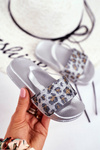 Detské dievčenské žabky Leopard Silver Rimia