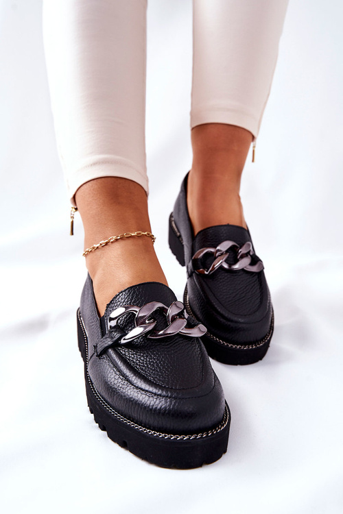 Dámské Boty Loafers Kůže Černé Sthonto