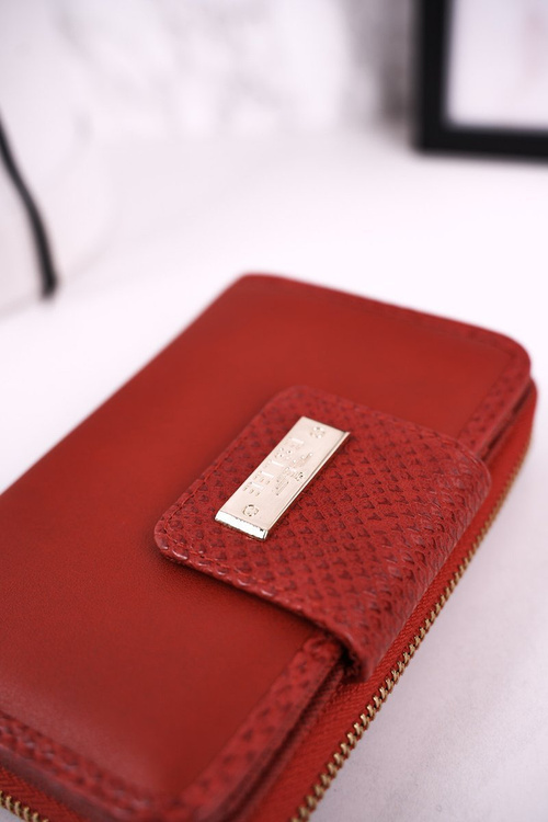 Elegantná dámska peňaženka pripevnená Eslee Red Zipper