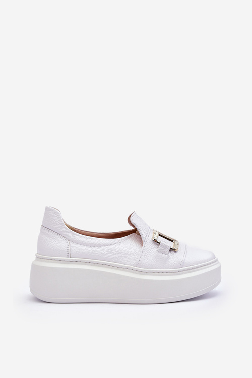 Dámske kožené topánky na platforme Białe Lewski 3398/2