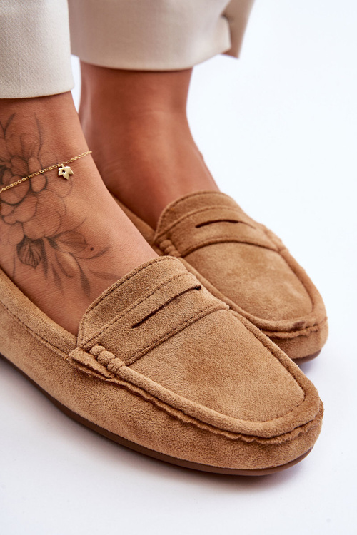 Ženské ťavové lenvie semišové mokasy