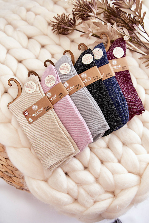 Dámske antibakteriálne ponožky s lesklým čiernym niťou