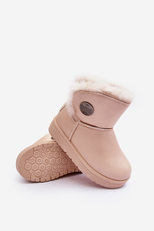 Detské snehové topánky izolované veľkou hviezdou MM374084 béžová kožušina