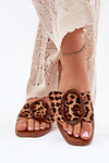 Dámske Ploché Sandále S Ozdobnou Prackou Leopard Luwam