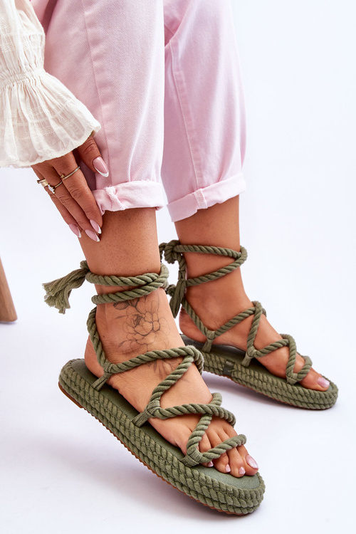 Vázané Sandály Na Masivní Platformě Zelená Can't Wait