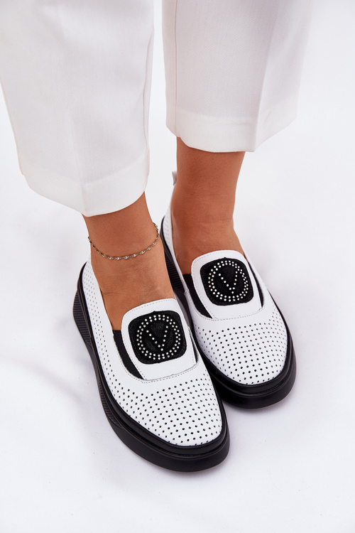 Dámské Kožené Mokasíny Na Platformě A Klínu Bílé Vinceza 79522