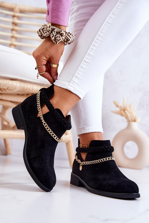 Semišové Boty S Retězem Černé Talitha