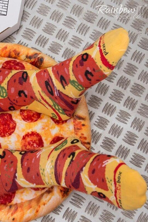 Rainbow Socks Pizza 4 páry Italské Pepperoni z mořských plodů