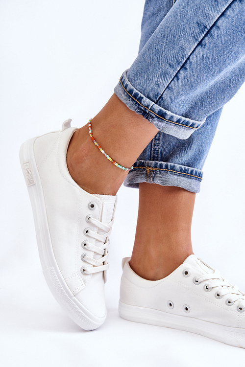 Dámska hladká nízka veľká hviezda LL274058 Biele tenisky