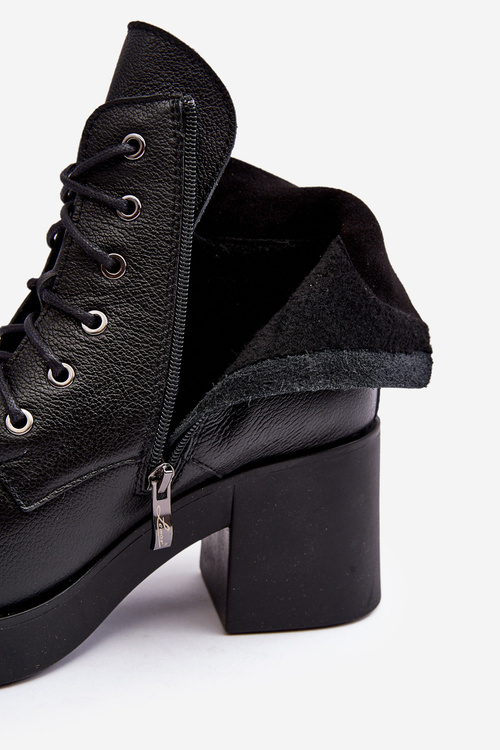 Dámske kožené topánky na čiernom lemacera Post