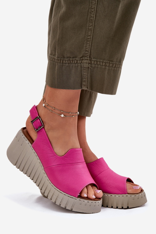 Dámské Sandály Z Přírodní Kůže Na Klínu Fuchsie Artiker 54C0789