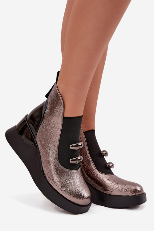 Dámské kotníkové boty na platformě D&A MR52-106 metalické