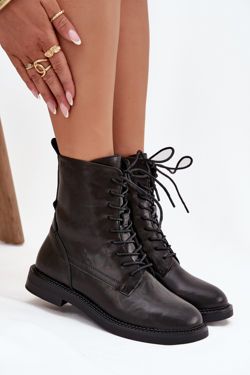 Kožené Zateplené Dámské Kotníkové Workery Big Star SS274480 Černé