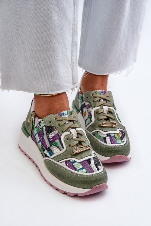 Dámske kožené tenisky na platforme Maciejka 06390-09 seledýnové