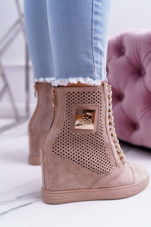 Dámská Obuv Sneakers Lu Boo Semišové Perforované Béžové Clamma