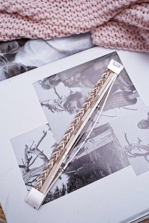 Dámský kožený náramek béžový Michiko