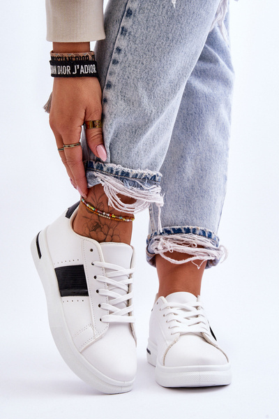 Dámske športové topánky na platforme biele a biele soris