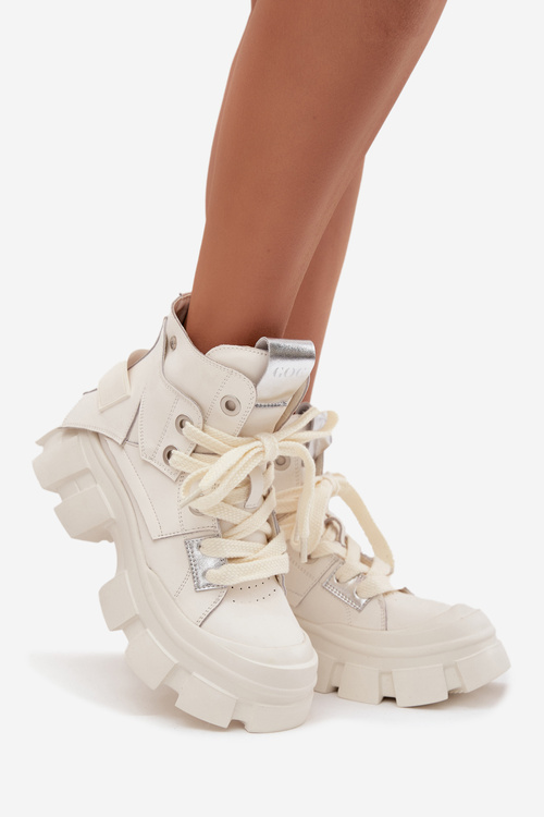 Kožené zateplené sportovní boty GOE SS2N4055 bílé