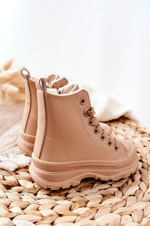 Detské kožené izolované tenisky béžové bomi