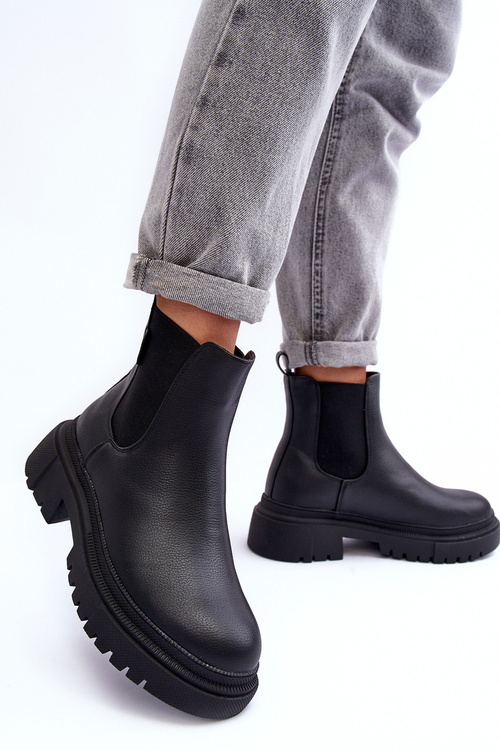 Big Star MM274619 Čierne kožené topánky