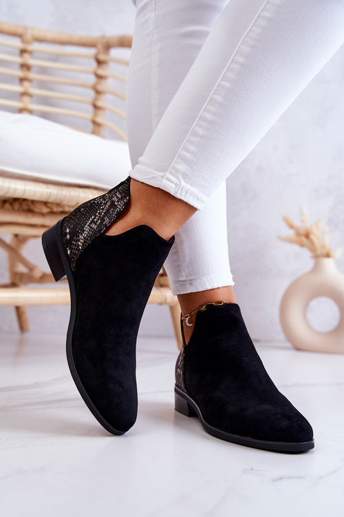 Suede Snake Boots Pattern Black Stephanie