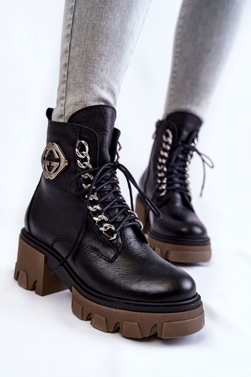 Kožené teplé boty se zipem černé Raynes