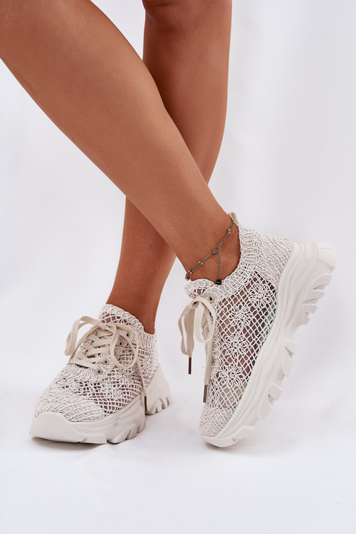 Dámske Tenisky S Háčkovaným Svrškom Béžové Jelhiris