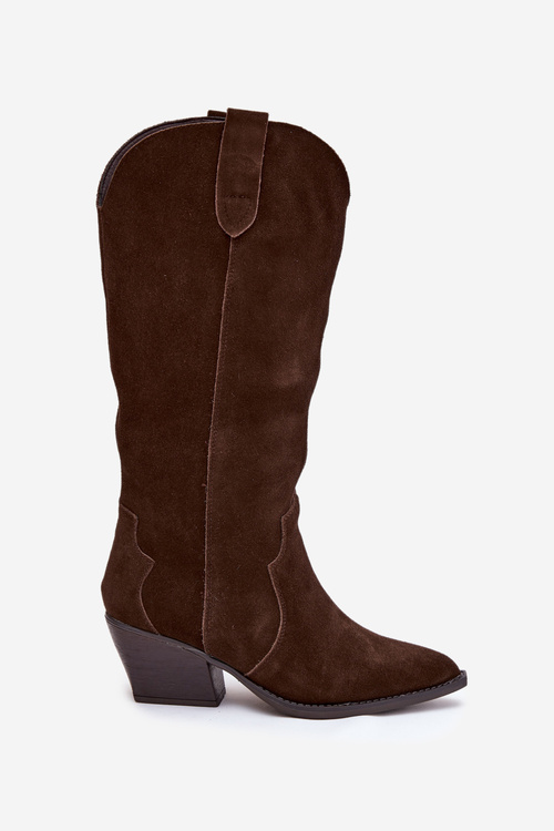 Kožené Semišové Kozačky Dívčí Oteplené Čokoládové Urselle