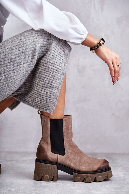 Dámske semišové topánky na platforme Beige lemar Hilde