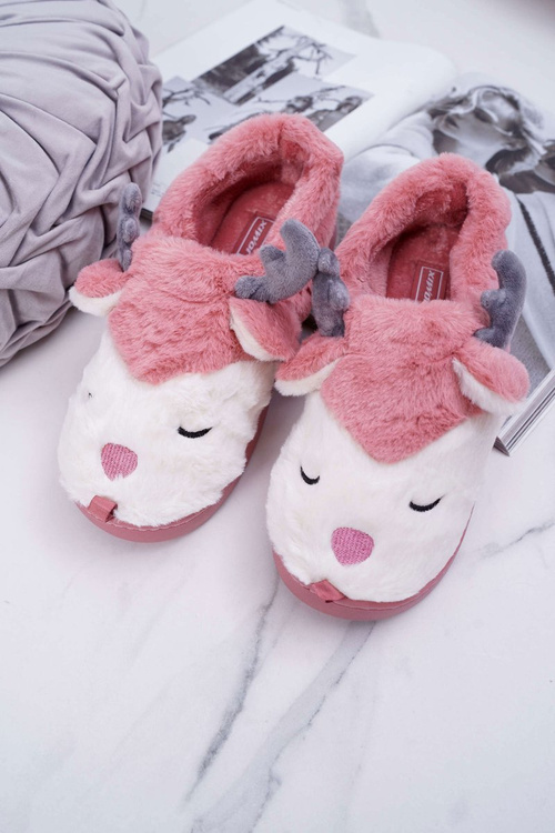 Dámské pantofle s Kožešinou sob tmavě růžove Reindeer