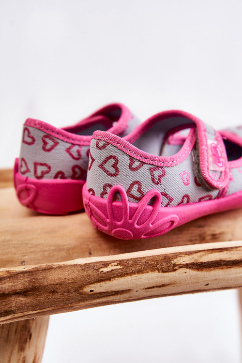 Dětské pantofle Balerína Hearts Befado 123X070 šedo-Růžový