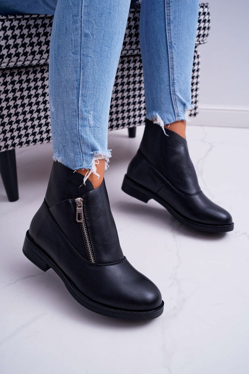 Dámské Kotníkové Boty Se Zipem Černé Juno
