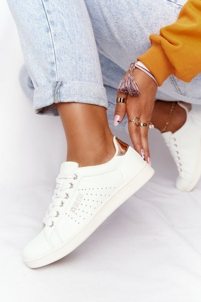 Dámské Kožené Tenisky BIG STAR DD274583 Bile-Měděné