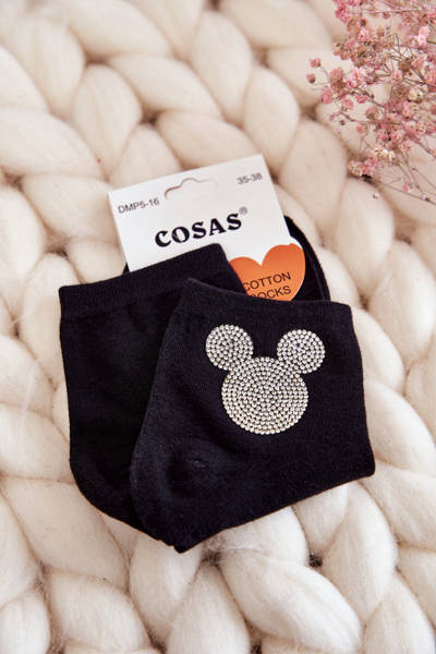 Dámské bavlněné ponožky s kubickými zirkony Cosas Černá