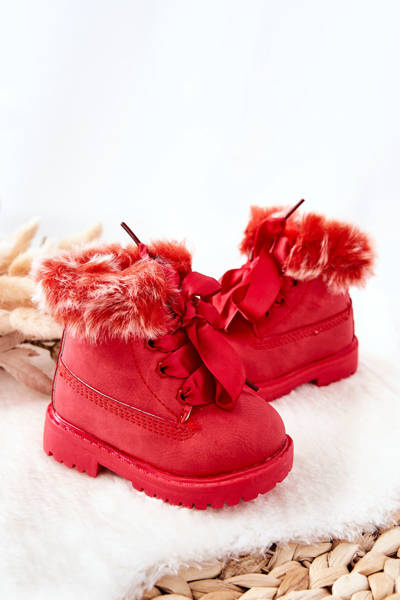 Dětské Kotníkové Boty Zateplené červené Tesoro