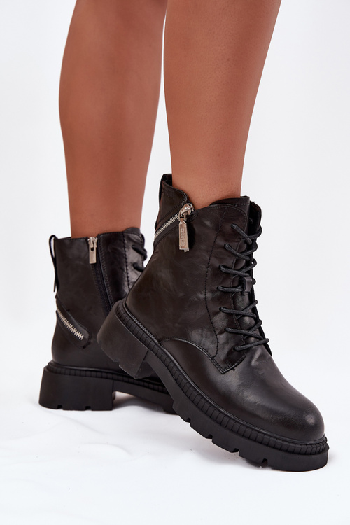 Kožené workery dámské zateplené Big Star SS274452 Černé