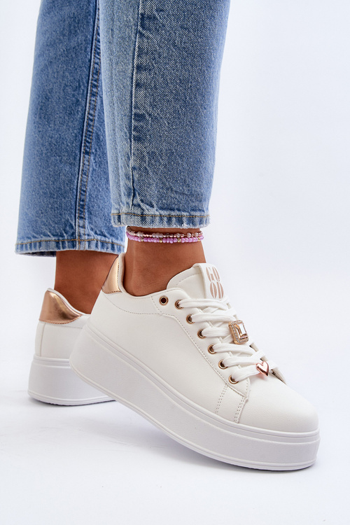 Dámské boty na platformě s ozdobami bílé Herbisa